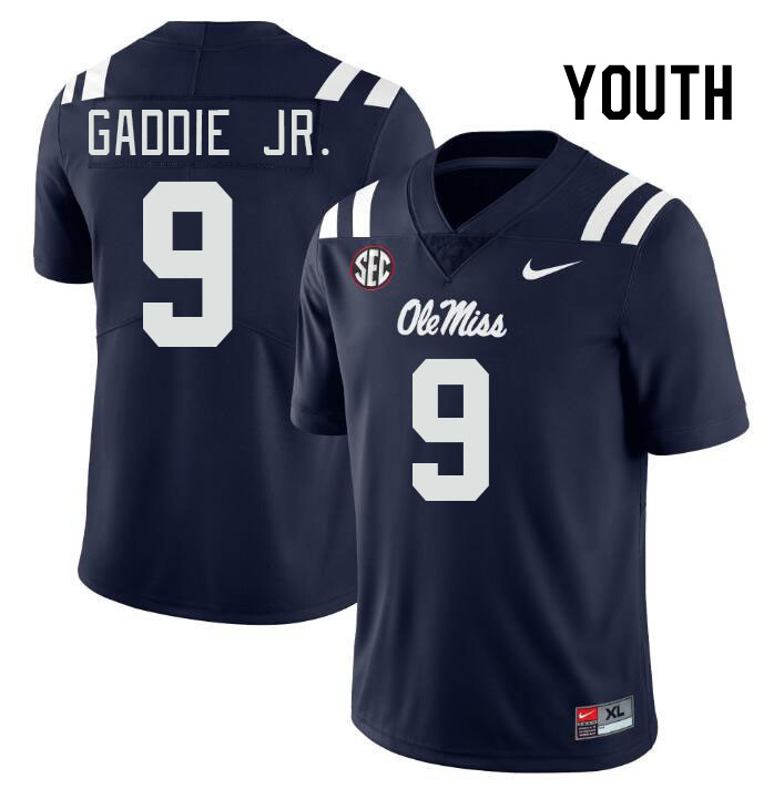 Youth #9 DeShawn Gaddie Jr. Ole Miss Rebels College Football Jerseyes Stitched Sale-Navy